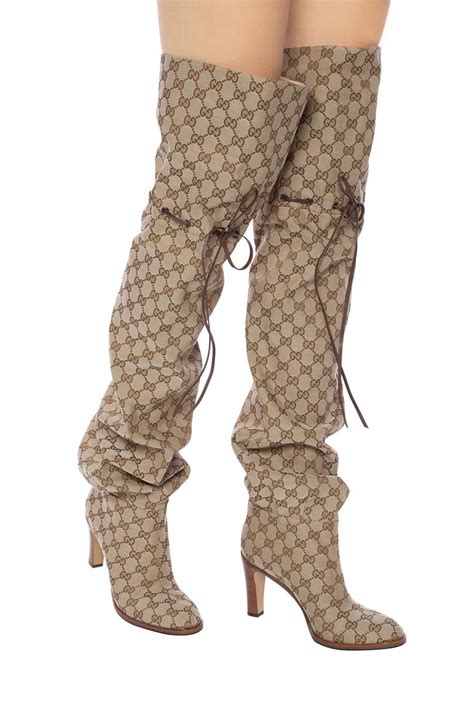 gucci shearling boots|gucci print thigh high boots.